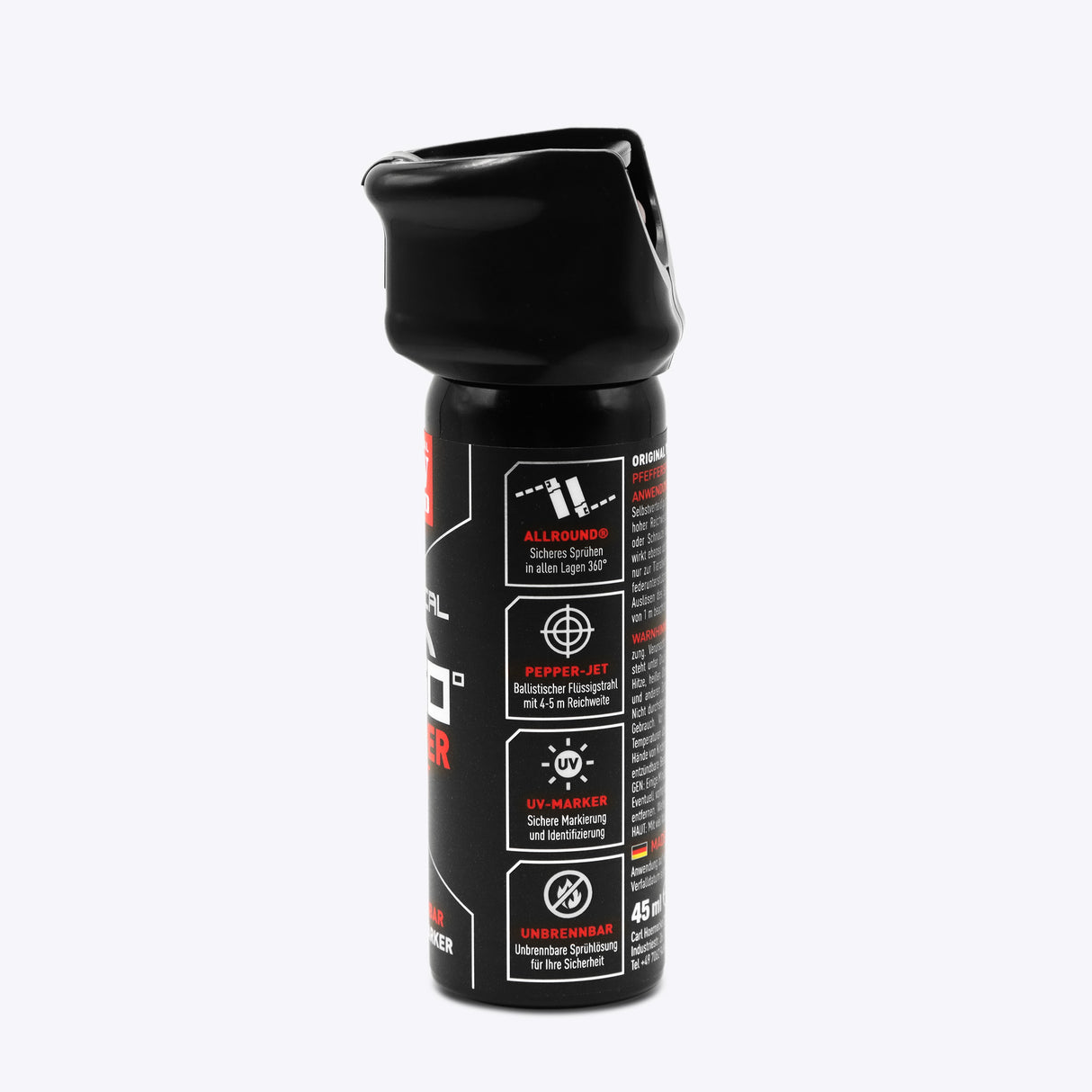 Hoernecke TW1000 Tactical Jet Classic 45 ml avec marqueur UV – Spray au poivre à jet